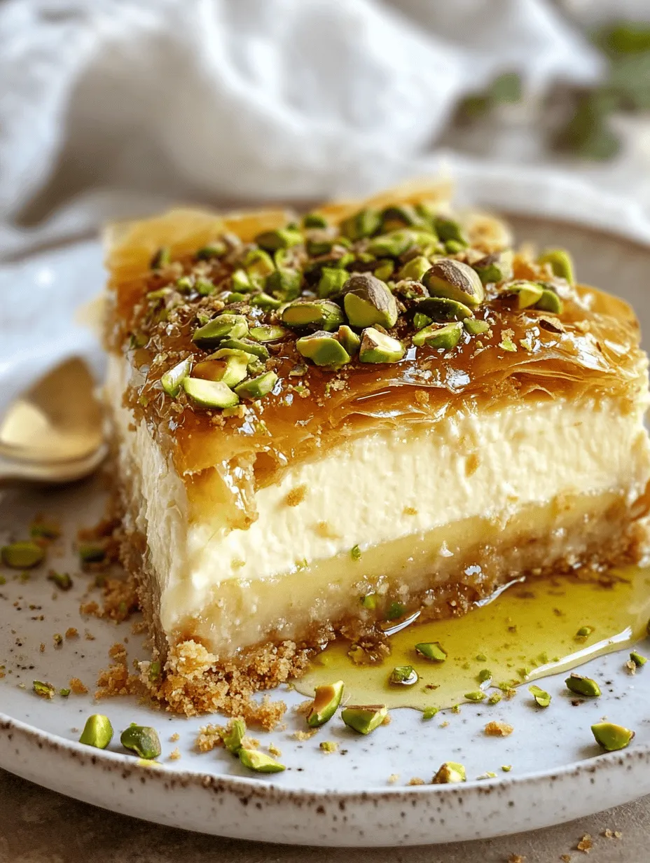 Imagine a dessert that marries the rich, nutty sweetness of traditional Middle Eastern baklava with the creamy indulgence of a classic cheesecake. This is precisely what the Honey Pistachio Baklava Cheesecake offers—a delightful fusion of flavors and textures that will tantalize your taste buds. This unique dessert encapsulates the essence of two beloved treats, bringing together layers of flaky pastry, luscious filling, and a crunch that elevates every bite. Whether you are celebrating a special occasion or simply looking to impress guests with an exquisite dessert, this cheesecake is the perfect choice.