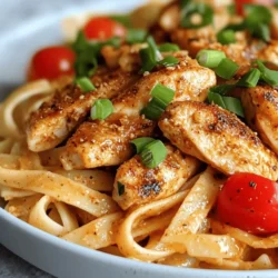 Creamy Cajun Chicken Pasta is a dish that tantalizes the taste buds with its rich and indulgent flavors. Combining tender chicken with a creamy sauce infused with Cajun spices, this pasta dish is not only delicious but also visually appealing. The vibrant colors of the ingredients invite you to dig in, making it an excellent option for weeknight dinners, family gatherings, or even special occasions. Its hearty nature ensures that it satisfies even the hungriest of appetites, while the bold flavors make it a memorable meal that will have everyone asking for seconds.