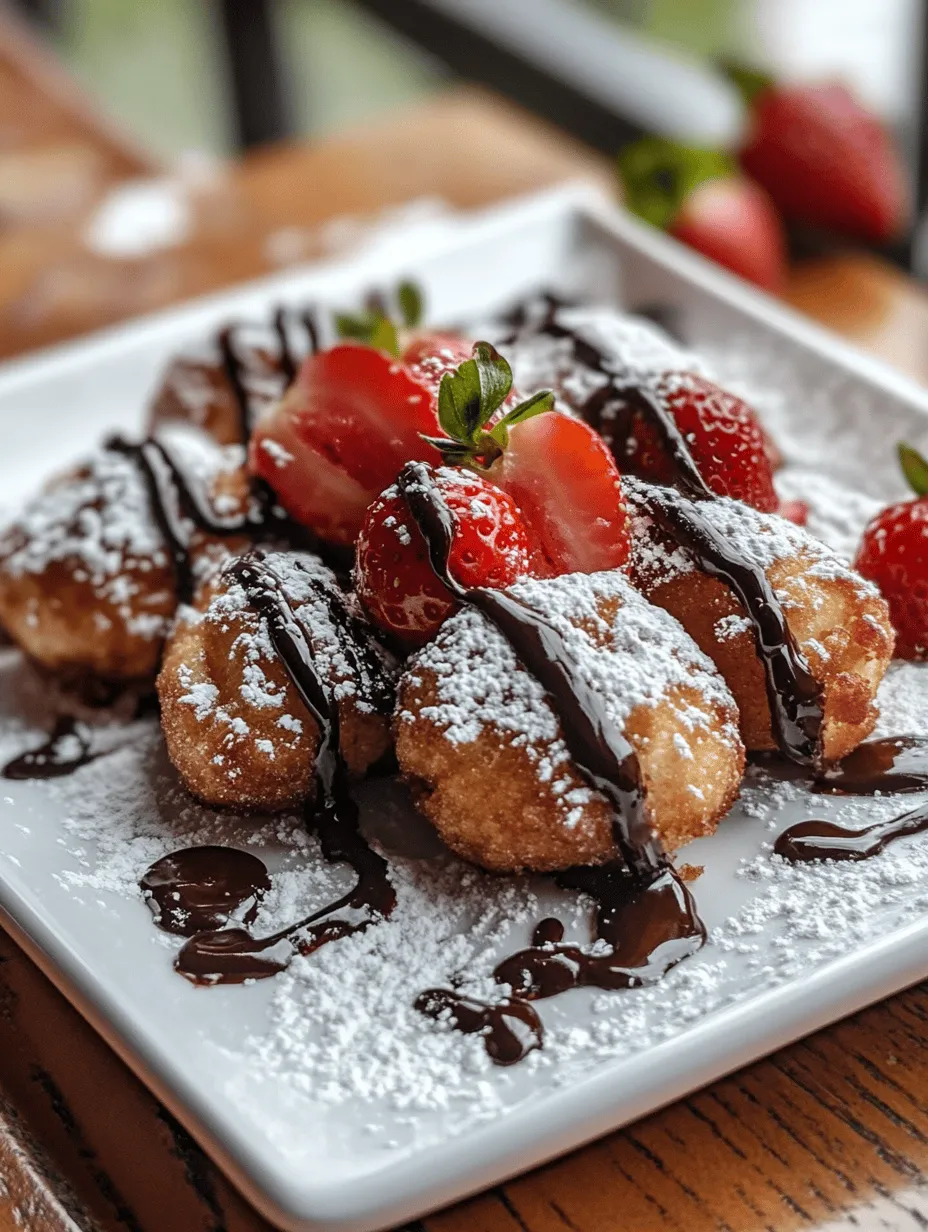 - Ground Cinnamon: Sprinkling some cinnamon into the batter adds warmth and depth of flavor, creating a delightful twist on the classic recipe. - Chocolate Sauce: Drizzling chocolate sauce over the finished bites elevates the dessert, adding an indulgent touch. - Fresh Berries: Serving Funnel Cake Bites with fresh berries not only enhances the visual appeal but also adds a refreshing contrast to the sweetness.