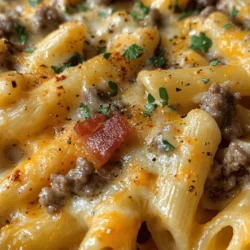 If you're on the lookout for a dish that marries the beloved flavors of a cheeseburger with the creamy indulgence of Alfredo sauce, look no further than Loaded Bacon Cheeseburger Alfredo Pasta. This innovative recipe takes traditional comfort food to new heights by combining all the hearty, satisfying elements of a classic cheeseburger—juicy ground beef, crispy bacon, and gooey cheese—with the silky smoothness of a rich, homemade Alfredo sauce.