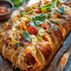 Cheesy Pizza Stuffed Bread is a delightful culinary creation that marries the comforting qualities of traditional stuffed bread with the beloved flavors of pizza. This recipe has garnered a devoted following among food enthusiasts, with its gooey cheese, savory toppings, and soft, warm bread. It is an ideal dish for a casual family dinner, a party snack, or even a cozy movie night treat. With its versatility and satisfying nature, Cheesy Pizza Stuffed Bread embodies everything we love about comfort food.