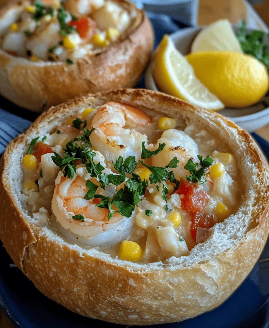 If you're seeking a comforting and unique dining experience, the Stuffed Seafood Soup Bread Bowl is the perfect dish to tantalize your taste buds. This delightful recipe combines the rich flavors of fresh seafood with the comforting warmth of a creamy soup, all elegantly served within a freshly baked bread bowl. The appeal of this dish lies not only in its taste but also in its presentation and the experience it offers. Imagine digging into a bowl of luscious seafood soup, the aroma of herbs and spices wafting through the air, and savoring every bite as you enjoy the accompanying bread, which has absorbed the savory broth.