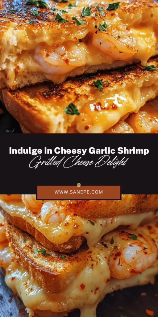 Elevate your lunch game with this scrumptious Cheesy Garlic Bread Shrimp Grilled Cheese! This recipe combines golden, crispy bread with succulent shrimp, gooey melted mozzarella, and sharp cheddar, all slathered in rich garlic butter. Perfect for a cozy dinner or a fun brunch, this gourmet twist on a classic is surprisingly easy to make. Ready to indulge? #GrilledCheese #Shrimp #GarlicBread #ComfortFood #Foodie #GourmetSandwich #SeafoodLove #EasyRecipes #Yummy