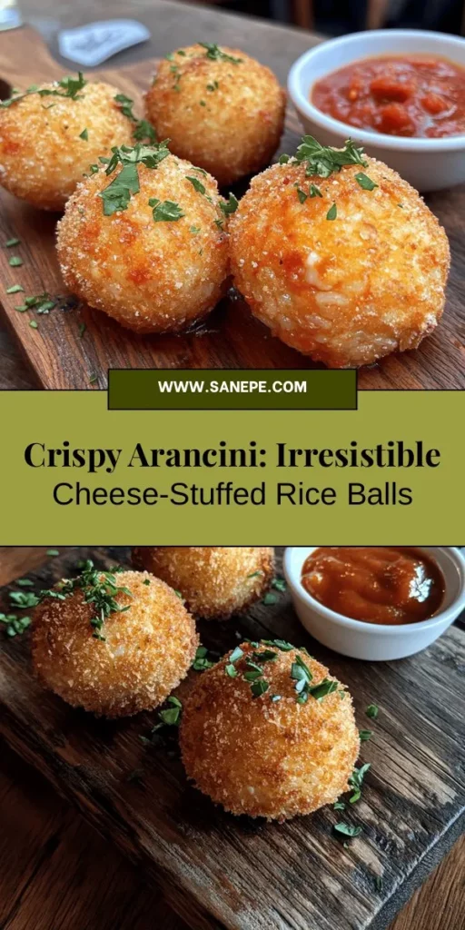 Discover the joy of making arancini, the delicious Italian rice balls that are crispy on the outside and ooey-gooey on the inside. This incredible recipe guides you through crafting these golden delights stuffed with cheese from scratch. Customize with your favorite fillings and impress your family and friends with this gourmet snack. Perfect for any occasion, arancini are sure to be a hit! #Arancini #ItalianCuisine #HomemadeSnacks #Foodie #CookingAtHome #CheeseLovers