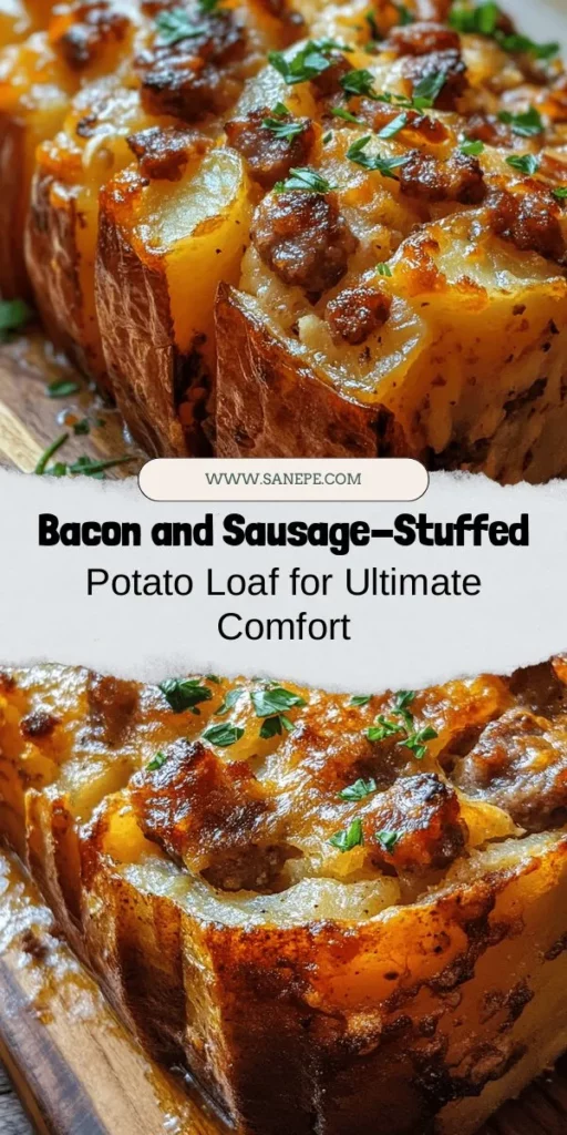 Indulge in the ultimate comfort food with our Bacon and Sausage-Stuffed Potato Loaf! This hearty dish combines creamy mashed potatoes, crispy bacon, savory sausage, and gooey cheese for a warm and satisfying meal that’s perfect for family gatherings or cozy nights in. With easy preparation and irresistible flavors, it’s a must-try for any food lover. Gather your loved ones and enjoy this delightful recipe! #ComfortFood #PotatoLoaf #FamilyRecipes #Foodie #DeliciousEats #HomeCooking #CulinaryJoy