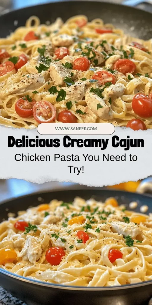 Discover the delightful flavors of Creamy Cajun Chicken Pasta! This dish features tender chicken and pasta enveloped in a rich, creamy sauce with a spicy kick that's sure to please. Perfect for weeknight dinners or special occasions, its versatility allows for easy substitutions for dietary needs. Adapt it with shrimp, veggies, or gluten-free pasta to make it your own. Dive into the world of Cajun cuisine and enjoy every bite! #CajunCooking #PastaRecipes #ComfortFood #HomeCooking #Foodie #DinnerIdeas