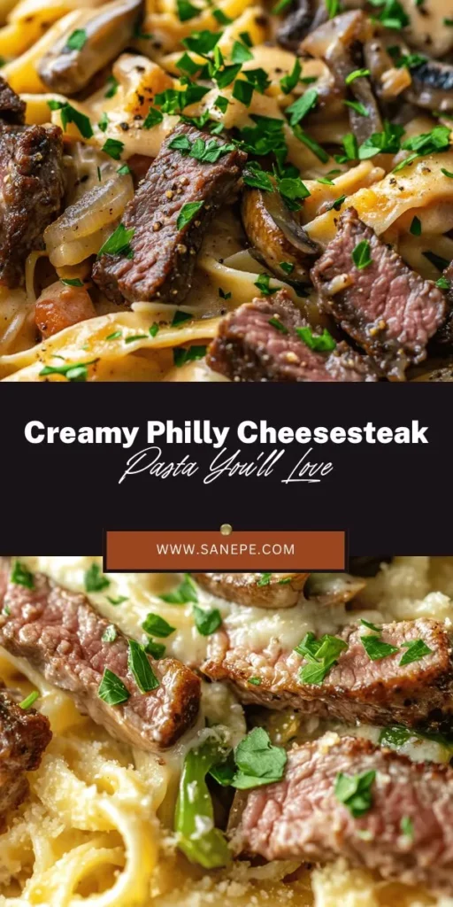 Satisfy your cravings with this Indulgent Philly Cheesesteak Pasta! This mouthwatering dish combines the classic flavors of a Philly cheesesteak with creamy pasta for a comforting meal that's perfect for any occasion. Featuring tender sirloin, sautéed veggies, and a rich cheese sauce, it's easy to make and sure to impress family and friends. Get ready to indulge in a delightful twist on an American staple! #Pasta #Cheesesteak #ComfortFood #DinnerIdeas #Foodie