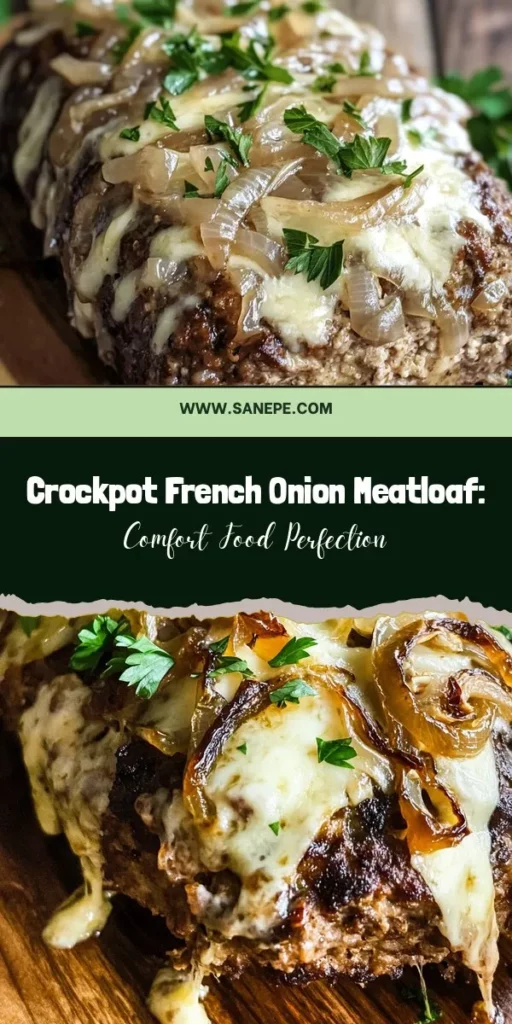 Indulge in the comforting flavors of Crockpot French Onion Meatloaf with Melted Swiss Cheese! This easy recipe combines ground beef, caramelized onions, and Swiss cheese for a delightful twist on a classic favorite. Simply mix, layer, and let your slow cooker work its magic for a delicious and hearty meal. Perfect for busy families looking for a satisfying dinner. Try it tonight! #CrockpotRecipes #Meatloaf #ComfortFood #SlowCooker #FamilyDinner #SwissCheese #Foodie