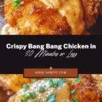 Elevate your dinner game with this Easy Crispy Bang Bang Chicken recipe that will have everyone craving for more! Combining perfectly fried chicken with a creamy, spicy sauce, this dish is the ultimate crowd-pleaser. Ideal for a festive appetizer or a main course, this recipe offers a delightful crunch paired with a rich, flavorful sauce that’s both sweet and spicy. Don’t worry if you’re new to cooking; this step-by-step guide ensures you’ll achieve crispy perfection without a hitch! Start with juicy boneless, skinless chicken thighs, breaded for ultimate crunch using a mix of all-purpose flour, cornstarch, and panko breadcrumbs for that irresistible texture. The signature Bang Bang sauce, made with mayonnaise, sweet chili sauce, and a kick of Sriracha, adds a unique depth of flavor that perfectly complements the chicken. Customize the spice level to suit your palate, whether you enjoy a mild or fiery zing. This simplistic recipe shines in its versatility, allowing you to adapt it for gluten-free diets or even baked versions for a healthier twist. With tips for a smooth dredging process and frying techniques to get that golden brown appearance, you'll impress family and friends at your next gathering! Plate it up with fresh veggies or steaming rice for a satisfying meal or serve it as finger food with toothpicks at parties. Discover the magic of Bang Bang Chicken and enjoy the joy of sharing delicious homemade dishes. Visit the full recipe for detailed instructions, extra serving ideas, and creative presentation