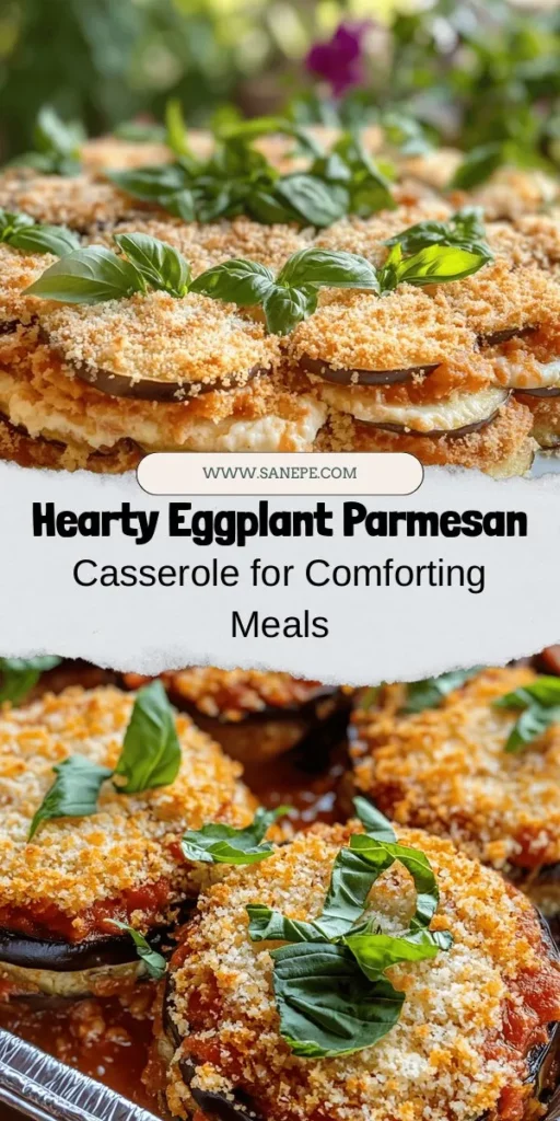 Discover the joy of cooking with this Savory Eggplant Parmesan Casserole Delight! A comforting vegetarian dish that layers crispy breaded eggplant, rich marinara sauce, and melty cheese for an irresistible flavor. Perfect for family dinners or gatherings, this easy-to-make casserole is not only delicious but also packed with nutritional benefits from eggplant. Try it for a satisfying meal that everyone will love! #EggplantParmesan #VegetarianRecipes #CasseroleLove #ComfortFood