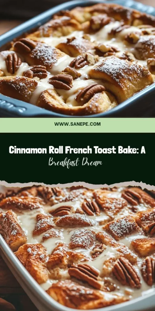 Indulge in the ultimate breakfast treat with this Cinnamon Roll French Toast Bake! Combining the sweet flavors of cinnamon rolls with rich, custardy French toast, this easy make-ahead dish is perfect for family brunches or festive gatherings. Prepare it the night before and bake in the morning for a warm, comforting meal that everyone will love. Don't forget the maple syrup and optional nuts for added delight! #CinnamonRollFrenchToast #BreakfastBaking #BrunchRecipes #EasyRecipes #ComfortFood