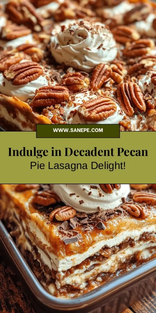 Indulge in a delightful twist on a classic with our Decadent Pecan Pie Lasagna! This layered dessert combines the rich, nutty flavors of pecan pie with creamy layers of cheese and a buttery graham cracker crust. Perfect for holidays or gatherings, it’s a feast for both the eyes and taste buds. Get ready to impress with every bite of this stunning and satisfying treat! #PecanPieLasagna #DessertRecipe #LayeredDessert #BakingJoy #SweetTreats #FoodieFun