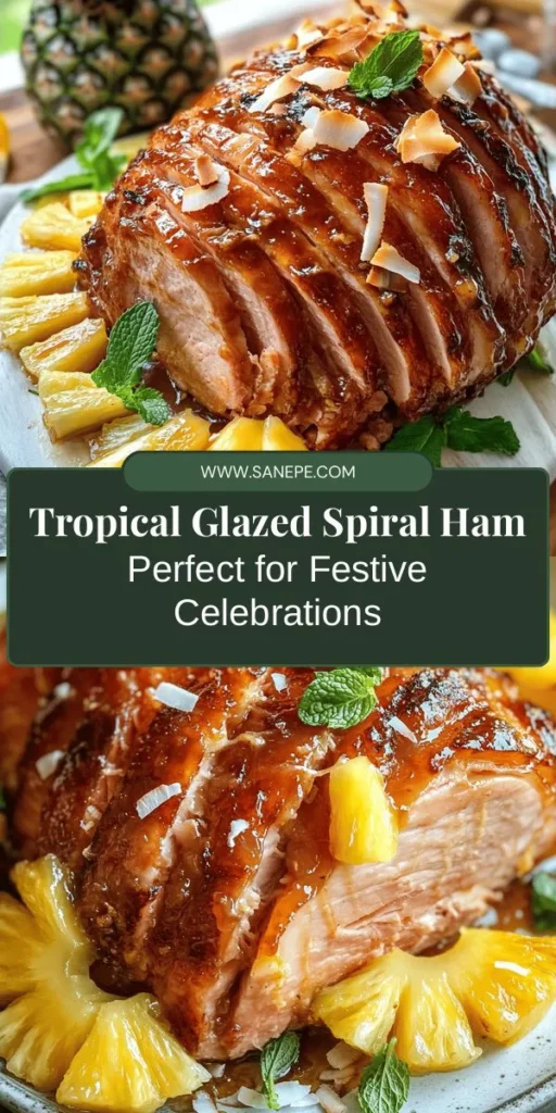 Elevate your festive gatherings with this irresistible Tropical Glazed Spiral Ham recipe! Infused with sweet and tangy flavors from pineapple juice, coconut milk, and spices, this beautiful centerpiece will impress your guests and brighten your meal. Easy to prepare and bursting with tropical goodness, it's perfect for any celebration. Discover how to create a memorable dish that combines flavor and festivity! #TropicalHam #HolidayCooking #FestiveRecipes #GlazedHam #DeliciousEats #CookingInspiration #HamLovers #PartyFood #RecipeIdeas