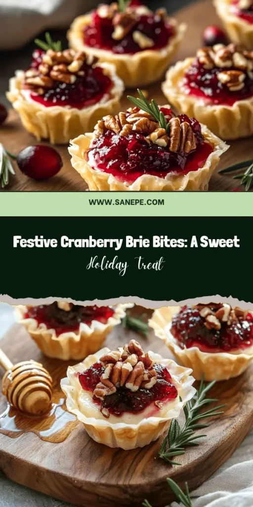 Looking for a festive appetizer that’s sure to impress? Try these incredible Cranberry Brie Bites with a Sweet Twist! Combining creamy Brie with tart cranberry sauce, crunchy pecans, and a drizzle of honey, these easy-to-make bites are not only delicious but also beautifully presented. Perfect for holiday gatherings or year-round entertaining, they're sure to be a hit! Get the recipe now and elevate your appetizer game! #CranberryBrieBites #HolidayAppetizers #FestiveRecipes #EasyRecipes #PartyFood