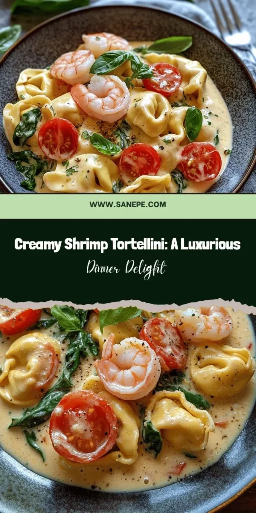 Indulge in the rich flavors of Creamy Shrimp Tortellini Delight, a dish that combines the luxury of fresh shrimp with tender cheese-filled tortellini enveloped in a silky sauce. Perfect for quick dinners or special occasions, this easy recipe is packed with delicious ingredients like garlic, cherry tomatoes, and spinach. Elevate your meal with a sprinkle of Parmesan and fresh basil for an unforgettable dining experience. #ShrimpTortellini #PastaRecipe #ComfortFood #EasyDinner #SeafoodDelight #CulinaryAdventure #RecipeOfTheDay