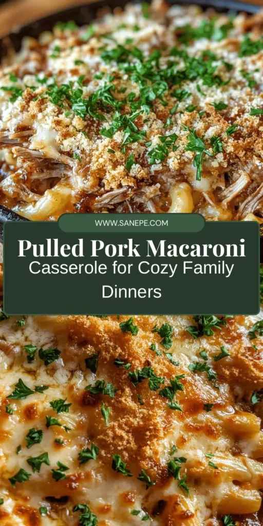 Savor the delightful combination of flavors in Pulled Pork & Macaroni Casserole, where tender pulled pork meets creamy, cheesy macaroni for a comforting meal that everyone will love. Perfect for family gatherings or cozy dinners, this versatile dish allows you to use up leftovers with ease. Explore ingredient options and preparation tips to create a delicious casserole that's sure to impress. Try it tonight! #PulledPork #MacaroniCasserole #ComfortFood #EasyRecipes #FamilyDinner