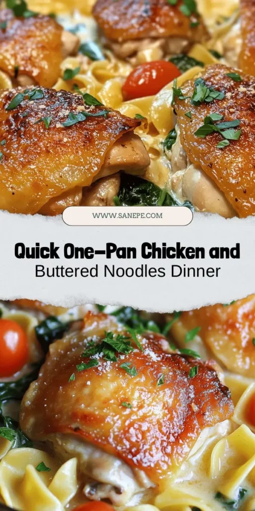 Looking for a quick and delicious meal idea? Try this one-pan chicken with buttered noodles! This easy recipe features juicy chicken thighs, tender egg noodles, and colorful vegetables all cooked together for maximum flavor and minimal cleanup. Perfect for busy weeknights, it’s a family-friendly dish that takes less than an hour to prepare. Give it a try and enjoy a satisfying home-cooked meal! #OnePanMeals #ChickenRecipes #ButteredNoodles #EasyDinner #FamilyFriendlyCooking