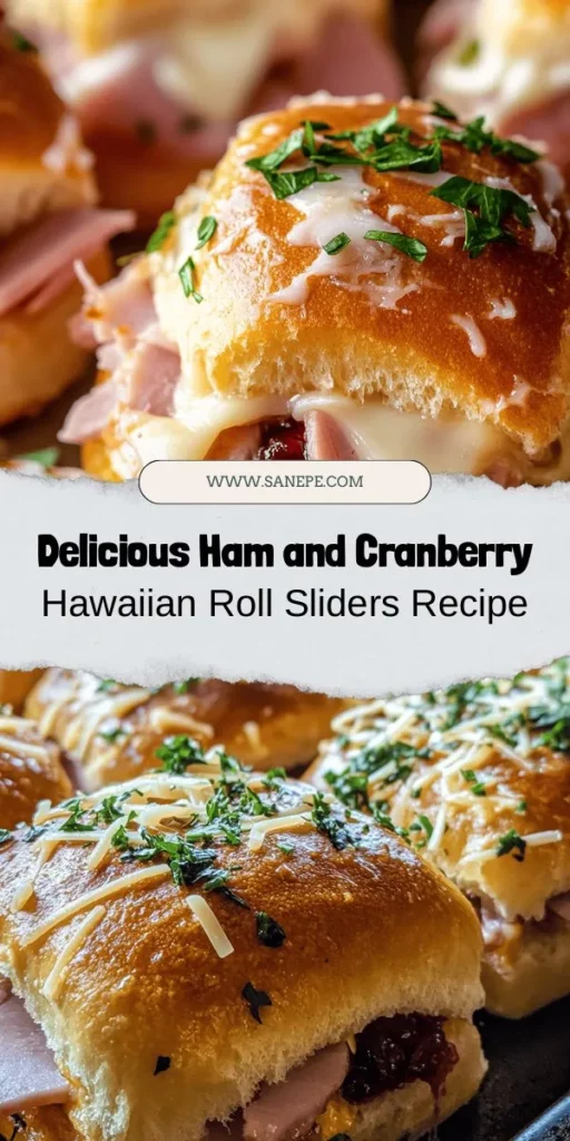 Discover the perfect addition to your next gathering with these Sweet & Savory Ham and Cranberry Hawaiian Roll Sliders. Featuring a delicious blend of savory ham, creamy Swiss cheese, and the sweet-tart touch of cranberry sauce, these sliders are a crowd favorite. Easy to prepare in advance, they’re perfect for any occasion, from holiday feasts to game day parties. Let every bite impress your guests! #Sliders #HawaiianRolls #HamAndCranberry #ComfortFood #PartyFood