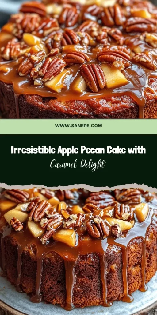 Indulge in the cozy flavors of fall with this Divine Apple Pecan Cake topped with a rich caramel glaze. This delightful dessert combines tender apples and crunchy pecans in a moist, flavorful crumb. Perfect for gatherings or a sweet treat at home, this cake transforms seasonal ingredients into an extraordinary experience. Bake your way to comfort and joy this autumn! #ApplePecanCake #FallBaking #DessertIdeas #CaramelGlaze #HomemadeGoodness #BakingJoy