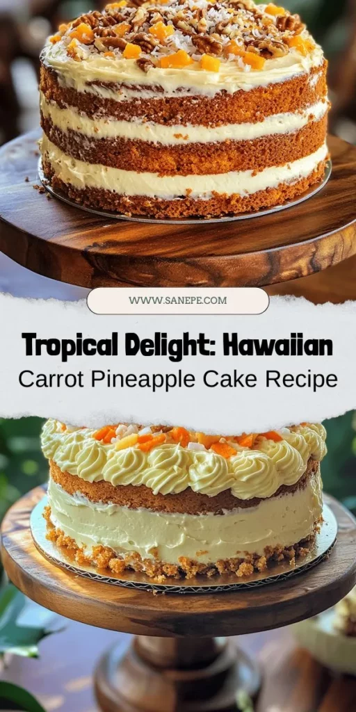 Discover the tropical delight of Hawaiian Carrot Pineapple Cake! This moist, flavorful dessert combines sweet pineapple and earthy carrots for a delectable twist on a classic. Perfect for any occasion, this cake is easy to make and sure to impress guests. Learn about the essential ingredients, step-by-step instructions, and tips for the perfect cream cheese frosting. Indulge in a slice of paradise! #HawaiianCake #CarrotPineapple #Baking #Dessert #TropicalFlavors #CakeRecipe #Foodie