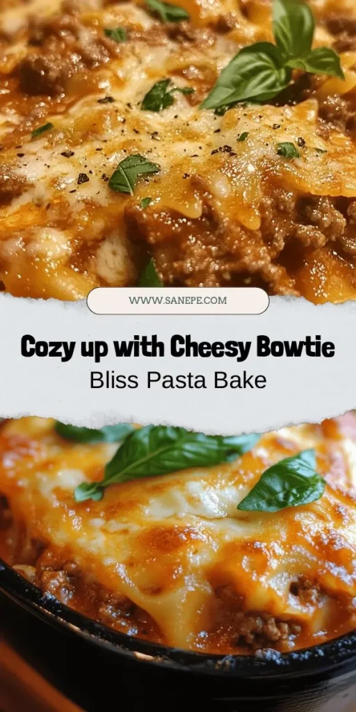 Discover the ultimate comfort food with Cheesy Bowtie Bliss featuring ground beef! This hearty pasta bake combines tender bowtie pasta, savory ground beef, and a cheesy, golden topping that will have everyone asking for seconds. Easy to prepare and perfect for family dinners or gatherings, this dish is a delightful experience for all ages. Dive into our detailed recipe and learn how to create this comforting masterpiece for your loved ones! #CheesyBowtieBliss #PastaBake #ComfortFood #FamilyMeals #EasyRecipes