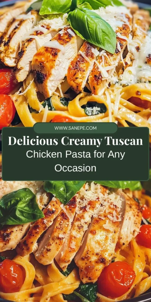 Indulge in the rich flavors of Creamy Tuscan Chicken Pasta, a perfect blend of tender chicken, fresh spinach, and vibrant cherry tomatoes. This comforting yet elegant dish is ideal for weeknight dinners or special occasions. Learn how to create a luscious cream sauce that transforms simple ingredients into a gourmet meal. Dive into this Italian classic and bring a taste of Tuscany to your table! #TuscanChickenPasta #ItalianRecipes #ComfortFood #PastaLovers #HomeCooking #Foodie