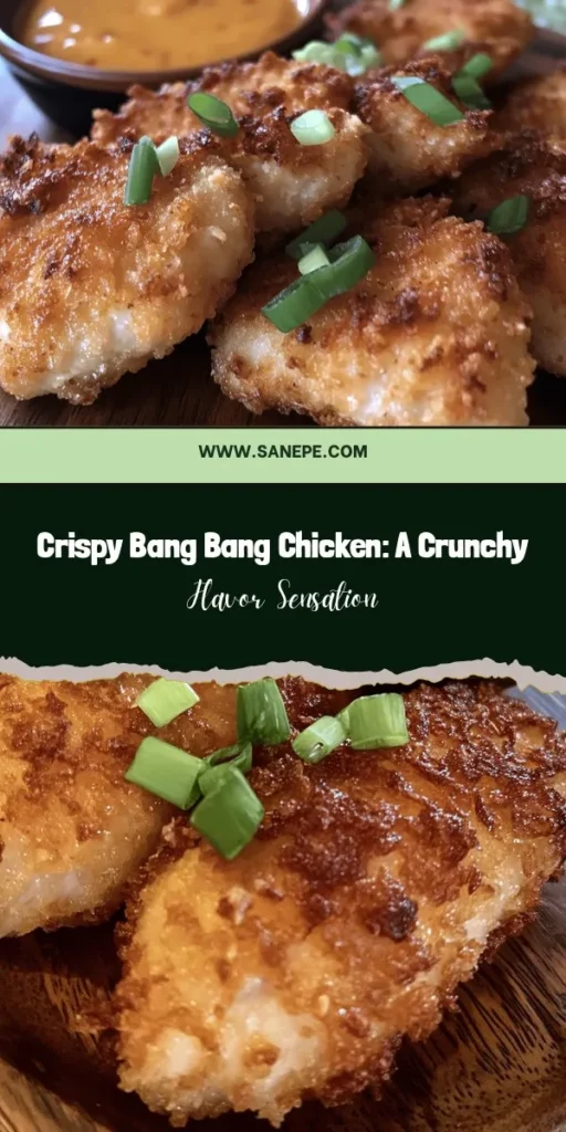 Discover the delicious world of Crispy Bang Bang Chicken! This irresistible dish features perfectly fried chicken coated in a creamy, spicy sauce that elevates any meal. Whether you're hosting a dinner party or enjoying a family night, the crunchy texture and vibrant flavors will impress your guests. Explore this recipe that combines tradition with modern flair, perfect for any occasion. Get ready to indulge! #BangBangChicken #CrispyChicken #DeliciousRecipe #Foodie #DinnerIdeas #CookingAtHome