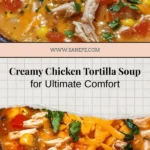 Warm up your evenings with this deliciously creamy Chicken Tortilla Soup! Packed with tender shredded chicken, vibrant veggies, and a perfect blend of spices, it’s a comforting meal that the whole family will love. Easy to make and perfect for meal prep, this soup brings the flavors of Mexico right to your kitchen. Top it off with crispy tortilla chips, shredded cheese, and a squeeze of fresh lime for an unforgettable dining experience. Ideal for chilly nights or family gatherings, give this culinary masterpiece a try and enjoy the warmth it brings!