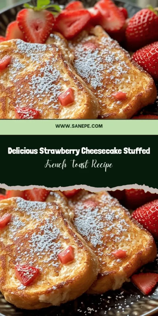 Start your day with a tempting twist on breakfast! Strawberry Cheesecake Stuffed French Toast combines the creamy delights of cheesecake with the warm comfort of French toast. Using thick brioche or challah ensures a perfect balance of textures, while fresh strawberries add vibrant flavor. This indulgent dish is perfect for brunch or a special morning treat. Experience the joy of a breakfast that feels like dessert! #FrenchToast #BreakfastRecipes #BrunchIdeas #Foodie #Strawberries #Cheesecake