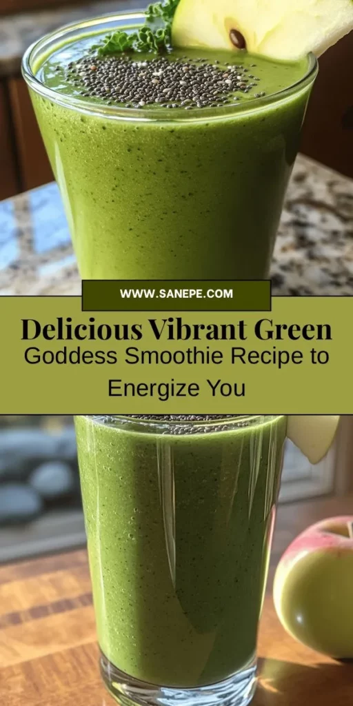 Looking for a delicious and nutritious way to start your day? Try the Vibrant Green Goddess Smoothie! Packed with nutrient-dense ingredients like fresh spinach, kale, and ripe bananas, this smoothie not only tastes great but also boosts your energy and supports digestion. Perfect for breakfast or a snack, it's easily customizable to suit your taste. Blend your way to better health with this refreshing treat! #GreenSmoothie #HealthyLiving #Nutrition #SmoothieRecipe #HealthyEating