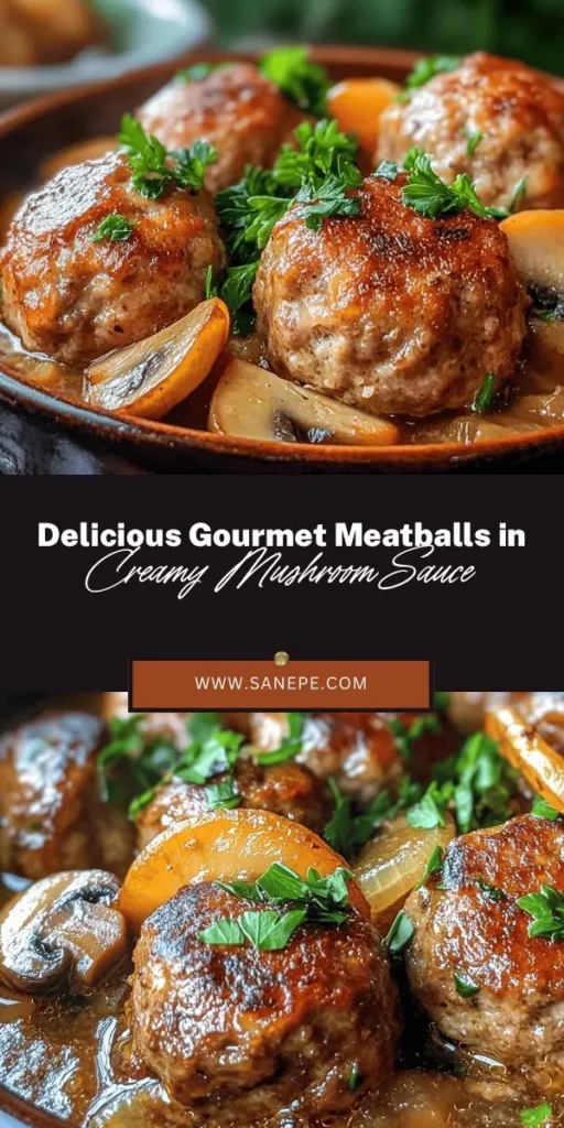 Indulge in the comforting flavors of Gourmet Meatballs with Mushroom Sauce, a culinary delight perfect for any occasion! Crafted from quality ingredients, these homemade meatballs are paired with a creamy mushroom sauce that will impress your guests and satisfy your cravings. Explore unique flavor combinations and customize the recipe to your liking. Elevate your dining experience with this heartwarming dish that brings joy to every table. #GourmetMeatballs #ComfortFood #CookingAtHome #MushroomSauce #Foodie #HomemadeCooking