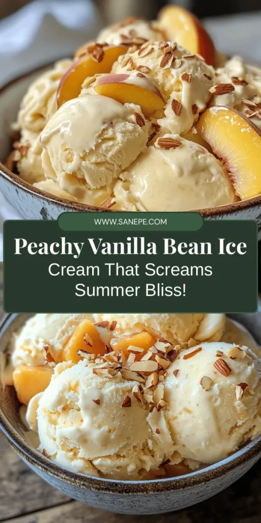 Dive into summer with this delightful Peachy Vanilla Bean Dream Ice Cream recipe! Made with fresh, juicy peaches and aromatic vanilla bean, this homemade treat is simple to create and full of vibrant flavor. Perfect for sunny days, it brings nostalgia and satisfaction that store-bought ice creams can’t match. Try it with toppings like fresh fruit or nuts for a delicious twist. Enjoy the joy of making and indulging in your own creamy creation! #IceCream #HomemadeDessert #SummerTreats #PeachIceCream #VanillaBean #DessertLovers #FoodieFun