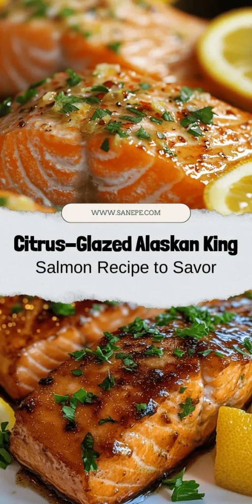 Discover the exquisite flavors of Sizzling Citrus-Glazed Wild-Caught Alaskan King Salmon! This dish is a gourmet treat packed with omega-3 fatty acids and essential nutrients. The vibrant citrus glaze beautifully complements the rich, buttery texture of the salmon, making it a perfect choice for a healthy yet indulgent meal. Try this easy recipe to impress your family or guests! #AlaskanSalmon #SeafoodRecipe #HealthyEating #CitrusGlaze #GourmetCooking #Omega3 #Foodie