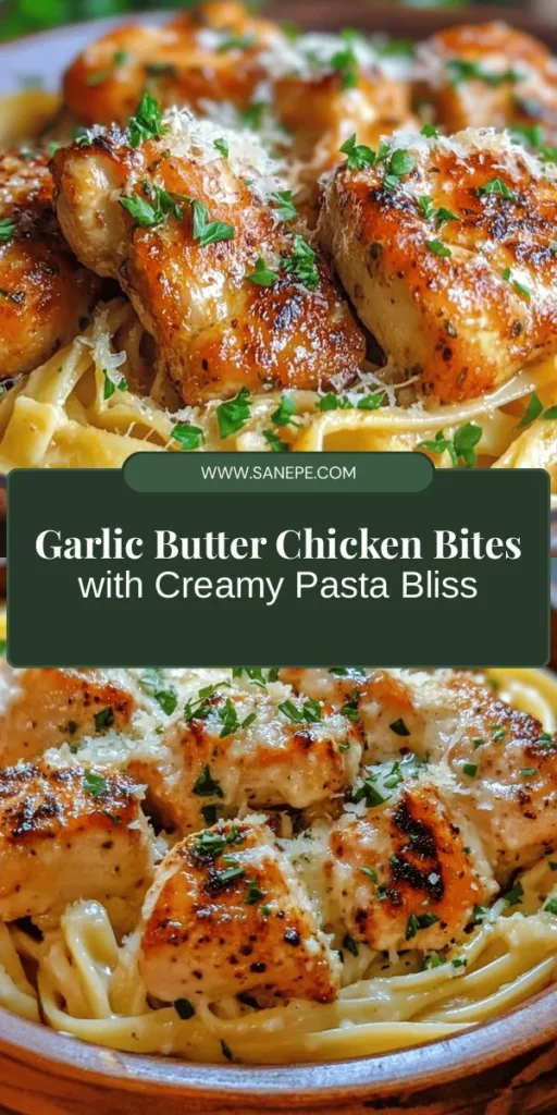 Indulge in the cozy flavors of Garlic Butter Chicken Bites with Creamy Parmesan Pasta! This quick, 30-minute recipe features tender chicken sautéed in a rich garlic butter sauce, paired with luscious pasta enveloped in a creamy Parmesan sauce. Perfect for family dinners or entertaining friends, this dish is a true comfort food delight. Learn tips and techniques for optimal flavor and presentation, making every bite a satisfying experience! #GarlicButterChicken #CreamyPasta #ComfortFood #EasyRecipes #DinnerIdeas #QuickMeals