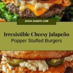 Dive into flavor with these Cheesy Jalapeño Popper Stuffed Burgers! Combining juicy beef patties with a gooey cream cheese and cheddar filling, these burgers are perfect for summer BBQs or a special weeknight treat. Topped with fresh veggies and served with your favorite sides, they're sure to impress at any gathering. Get ready to elevate your burger game and make this delicious recipe at home! 🍔🌶️