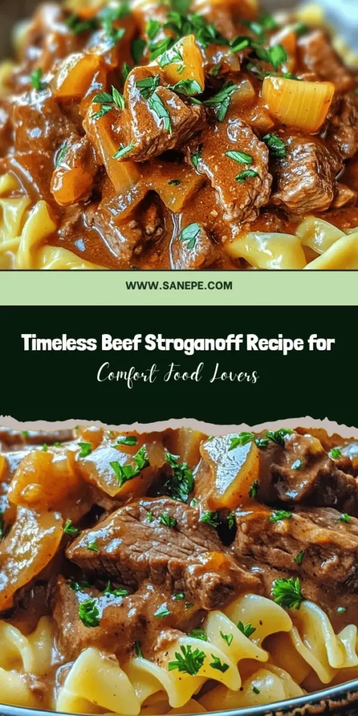 Discover the comfort of a classic Beef Stroganoff with this easy-to-follow recipe! Perfectly tender beef strips are enveloped in a rich, creamy sauce, served over noodles or rice for a delightful meal any night of the week. This timeless dish, rooted in Russian culinary tradition, is loved for its adaptability and rich flavors. Impress your guests or enjoy a cozy family dinner with this homemade favorite. Try it today! #BeefStroganoff #ComfortFood #ClassicRecipes #DinnerIdeas #HomemadeCooking