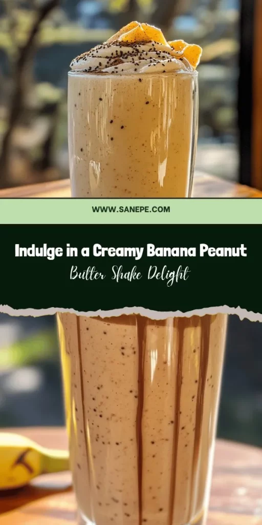 Indulge in a deliciously nutritious treat with the Creamy Banana Peanut Butter Bliss Shake! This simple recipe features ripe bananas and creamy peanut butter, packed with vitamins, protein, and healthy fats. Perfect for breakfast, a post-workout drink, or a snack! Customize it to fit vegan or gluten-free diets with almond milk or your choice of toppings. Blend up this easy shake and enjoy a delightful, guilt-free indulgence! #HealthyShake #BananaPeanutButter #SmoothieRecipes #NutritiousTreat #PlantBased #Wellness