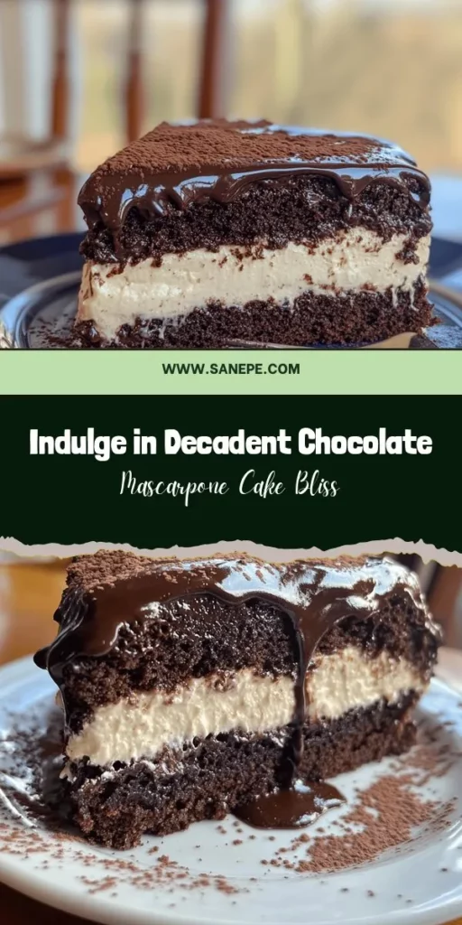 Indulge in the rich, velvety goodness of Decadent Chocolate Mascarpone Cake! This show-stopping dessert features moist chocolate layers complemented by a creamy mascarpone filling and a luxurious ganache topping. Perfect for special occasions or satisfying everyday cravings, this cake is sure to impress your family and friends. Discover the magic of making a delightful treat at home. #ChocolateCake #Baking #Dessert #Recipe #HomeBaking #Foodie #Mascarpone