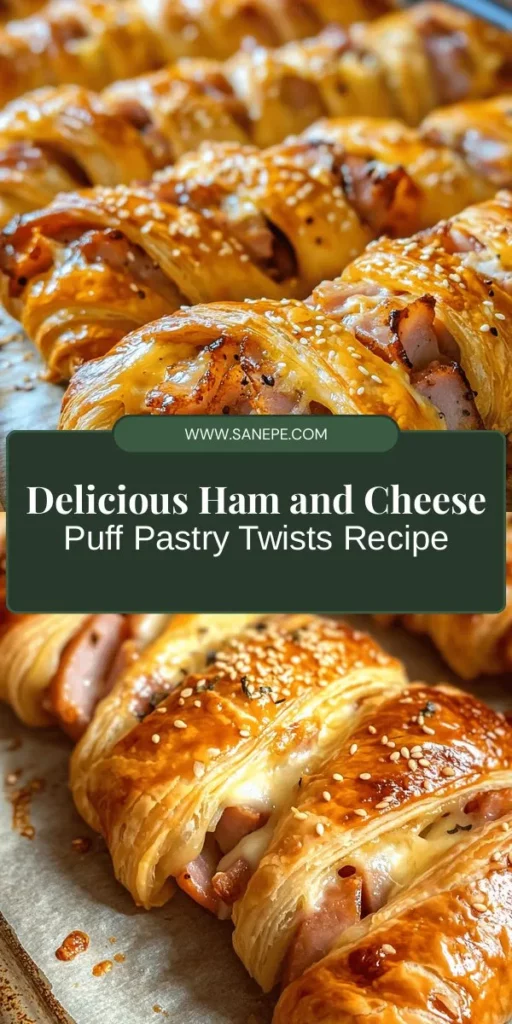 Indulge in the deliciousness of Ham and Cheese Puff Pastry Twists, the perfect savory snack for any occasion! With their flaky, buttery pastry and rich filling of ham and cheese, these twists are sure to impress. Easy to make and customizable with your favorite cheeses and optional ingredients like mustard and herbs, they're ideal for parties or a cozy night in. Give this delightful treat a try! #SavorySnacks #Appetizers #PuffPastry #HamAndCheese #DeliciousSnacks #BakingFun #PartyFood