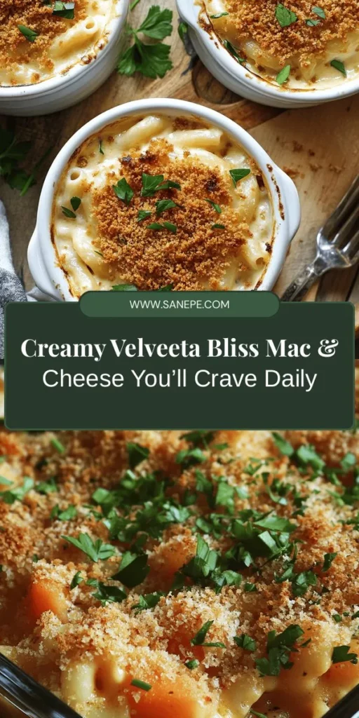 Discover the ultimate comfort food with Velveeta Bliss Mac & Cheese! This creamy dish combines the smoothness of Velveeta cheese with sharp cheddar for a delightful twist on a beloved classic. Perfect for family gatherings or cozy nights in, it's easy to make and sure to satisfy your cravings. Elevate your mac and cheese game with optional toppings like crispy breadcrumbs or add-ins like veggies! Enjoy this indulgent recipe today! #MacAndCheese #ComfortFood #Velveeta #RecipeIdeas #Foodie