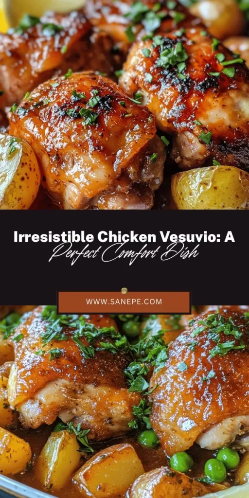 Discover the deliciousness of Chicken Vesuvio, a classic Italian-American dish that combines juicy chicken, tender baby potatoes, and vibrant peas in a rich, flavorful sauce. This easy-to-make recipe is perfect for family dinners or special occasions and highlights bold flavors like garlic and herbs. Elevate your cooking with high-quality ingredients and enjoy this comforting meal that pleases all palates. #ChickenVesuvio #ItalianAmerican #ComfortFood #