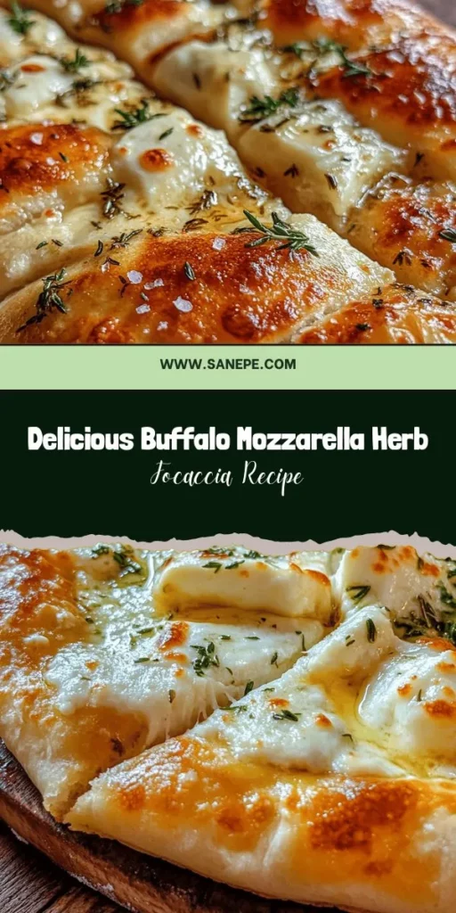 Discover the delightful taste of Italy with this Buffalo Mozzarella Herb Focaccia recipe! Combining creamy buffalo mozzarella and aromatic herbs, this homemade focaccia is not just a bread but a flavorful experience. Perfect as an appetizer, side dish, or sandwich base, it's a versatile addition to any meal. Learn the secrets of kneading, rising, and baking for a golden, crispy loaf that fills your kitchen with irresistible aroma. #Focaccia #ItalianCuisine #BuffaloMozzarella #Baking #HomemadeBread #Foodie