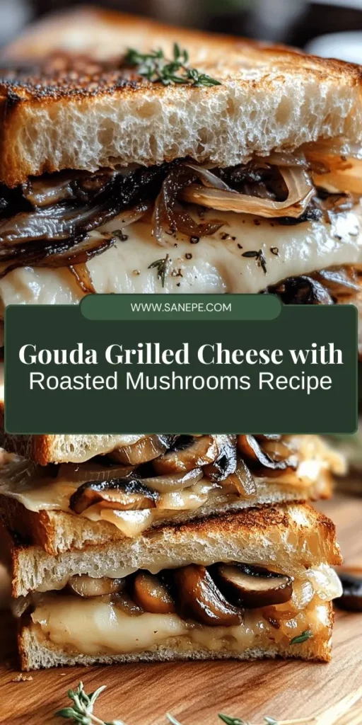 Indulge in the ultimate comfort food with Gouda Bliss: Grilled Cheese with Roasted Mushrooms & Onions. This gourmet twist takes traditional grilled cheese to new heights with creamy Gouda, earthy roasted mushrooms, and sweet caramelized onions nestled between crispy sourdough. Perfect for lunch, dinner, or a cozy snack, this sandwich promises to be a delicious adventure! Try it today and elevate your grilled cheese game! #GrilledCheese #Gouda #ComfortFood #Foodie #RecipeIdeas #CookingAtHome #Mushrooms #Sourdough