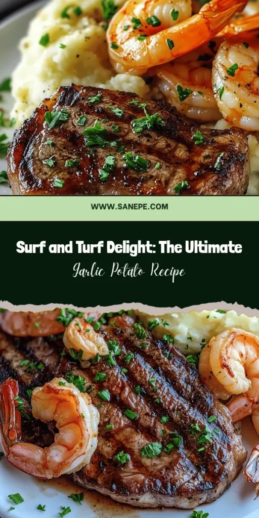 Indulge in the delightful flavors of Surf and Turf with Garlic Mashed Potatoes, a perfect harmony of juicy ribeye steak, succulent shrimp, and creamy garlic mashed potatoes. This dish is ideal for special occasions or cozy dinners, offering a luxurious dining experience at home. Elevate your cooking game and impress your guests with this iconic meal that captures the best of land and sea. #SurfAndTurf #GarlicMashedPotatoes #HomeCooking #DeliciousDinner #Foodie