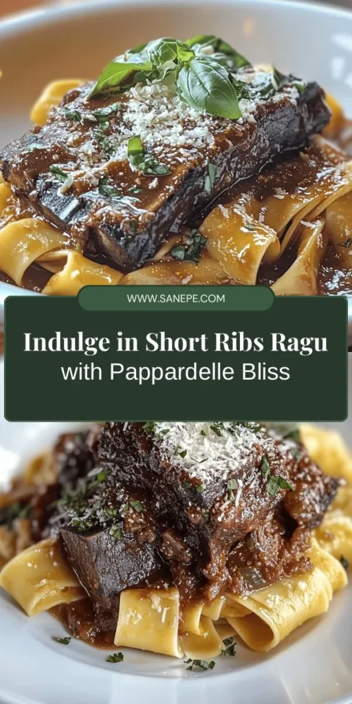 Indulge in a culinary delight with this Short Ribs Ragu with Pappardelle recipe! Perfect for cozy dinners, this dish combines tender beef short ribs simmered to perfection in a rich sauce, served over wide pappardelle pasta. Discover how each ingredient, from olive oil to fragrant herbs, plays a vital role in creating this flavor-packed experience. Elevate your mealtime with this comforting Italian classic! #ShortRibsRagu #Pappardelle #ItalianCuisine #ComfortFood #HomemadeDeliciousness #FoodieFavorites