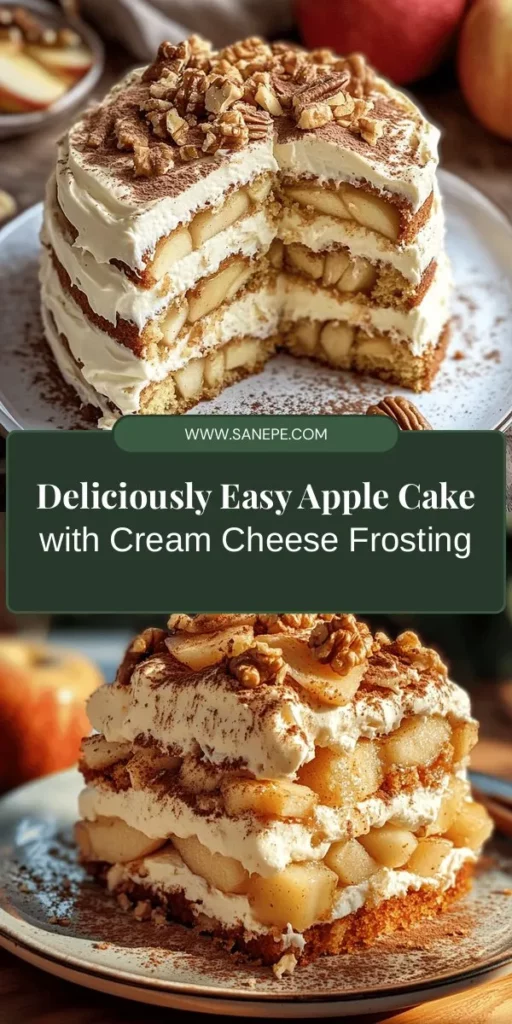 Indulge in the flavors of fall with this Heavenly Apple Cake topped with rich cream cheese frosting! Made with fresh apples, warm spices like cinnamon and nutmeg, and a moist, fluffy texture, this cake is perfect for cozy gatherings. Learn the secrets to achieving the perfect crumb and how to enhance your dessert with optional ingredients. Bring warmth and delight to your table with this delicious autumn favorite! #AppleCake #CreamCheeseFrosting #FallBaking #DessertRecipes #HomeBaking