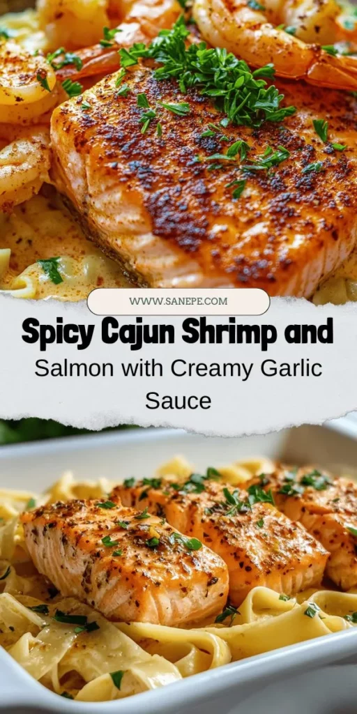 Dive into the vibrant world of Cajun cuisine with this deliciously spicy Cajun Shrimp and Salmon with Garlic Cream Sauce. This dish harmonizes the richness of shrimp and salmon with a dreamy garlic cream sauce, infused with a medley of Cajun spices. Perfect for special occasions or a delightful weeknight dinner, it’s easy to make and packed with flavor. Elevate your dining experience with this culinary gem! #CajunCuisine #SeafoodRecipe #GarlicCreamSauce #DinnerInspiration #FoodieDelight #SpicySeafood