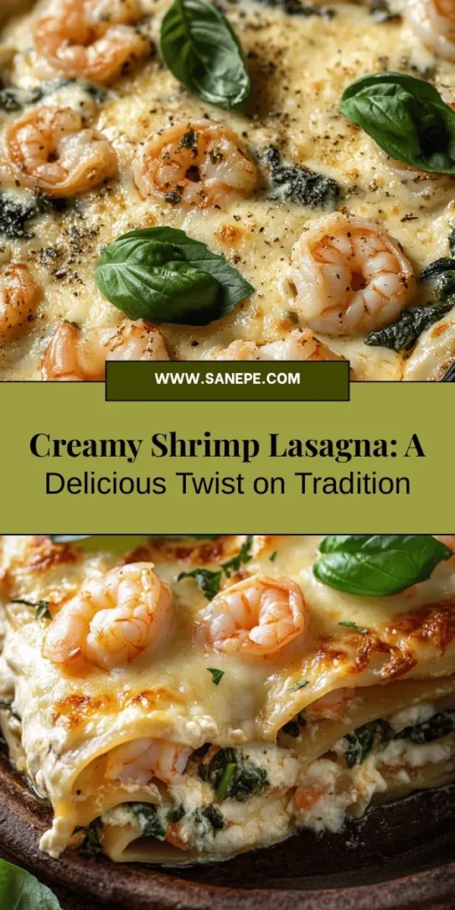 Discover a delicious twist on classic Italian cuisine with this Shrimp Lasagna featuring creamy white sauce and a blend of cheeses. Perfect for any occasion, this elegant dish combines tender shrimp, rich flavors, and nutritious spinach. You'll learn step-by-step how to create this delightful meal, along with tips for customizing to your taste. Impress your guests with this flavorful, comforting dish! #ShrimpLasagna #ItalianCuisine #ComfortFood #SeafoodRecipes #HomeCooking #RecipeIdeas #PastaLovers