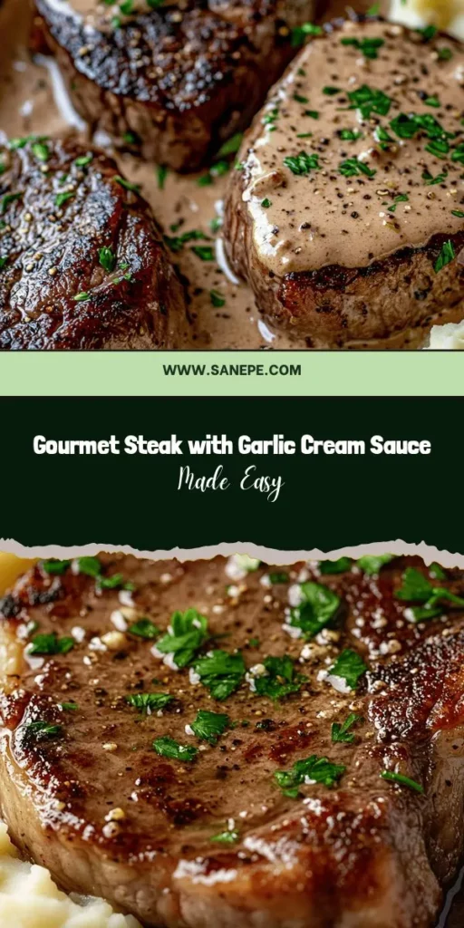 Indulge in a gourmet experience at home with this savory steak topped with a rich garlic cream sauce. Perfectly seared ribeye steaks meet a velvety sauce infused with garlic and fresh herbs, creating a dish that’s both luxurious and satisfying. Ideal for impressing guests or treating yourself, this recipe brings restaurant-quality dining right to your kitchen. Elevate your meals with this easy-to-follow recipe! #SteakDinner #GourmetCooking #GarlicCreamSauce #HomeCooking #Foodie #RibeyeSteak #ComfortFood