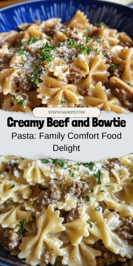 Looking for a comforting dish that the whole family will love? Try this creamy beef and bowtie pasta recipe! It's a perfect blend of savory ground beef and rich, creamy sauce that clings to the unique bowtie pasta. Easy to make and full of flavor, it's ideal for weeknight dinners and gatherings. Add your favorite veggies or swap proteins to make it your own. Dive into this hearty classic today! #BeefPasta #ComfortFood #FamilyDinner #EasyRecipes #PastaLove #CookingInspiration